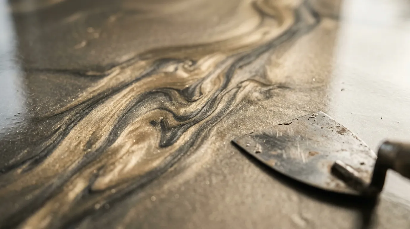 Gros plan sur une résine métallisée aux reflets dorés